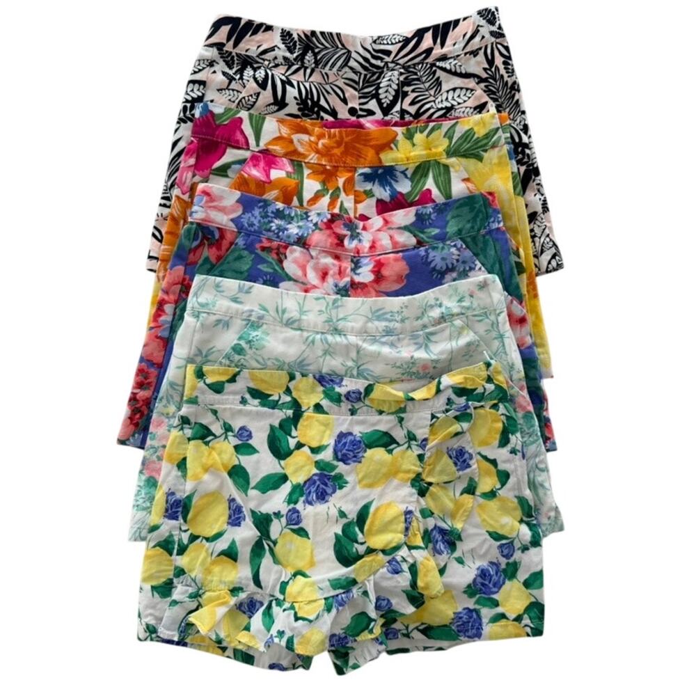 Janie & Jack Girls Shorts 5pc Size 8 Floral Lemon Pink Beach Summer Dressy